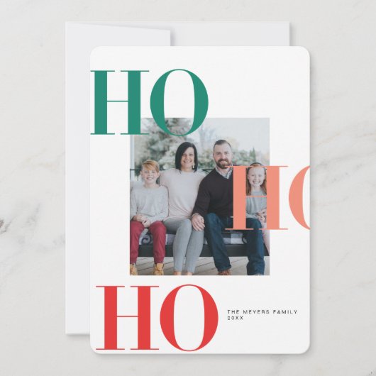 Farbenfrohe Ho Ho Ho Holiday Card Einladung (Vorderseite)