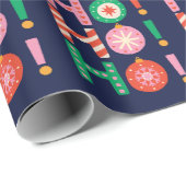 Farbenfrohe HO HO Navy Blue Weihnachtsgeschenk Geschenkpapier (Rolleneckpunkt)