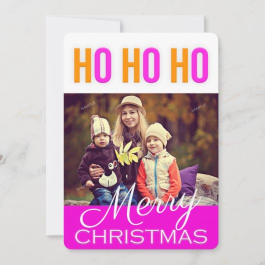 Farbenfrohe Ho Ho Weihnachten Grüße Foto-Karte (Vorderseite)