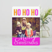 Farbenfrohe Ho Ho Weihnachten Grüße Foto-Karte (Stehend Vorderseite)