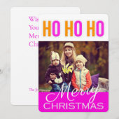 Farbenfrohe Ho Ho Weihnachten Grüße Foto-Karte (Vorne/Hinten)
