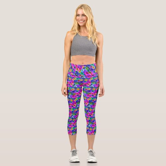 Farbenfrohe Hochwaisted Capris (Vorderseite)