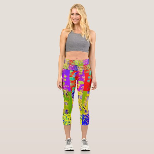 Farbenfrohe Hochwaisted Capris (Vorderseite)