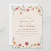 farbenfrohe Hochzeit an der Blumengrenze Einladung (Vorderseite)