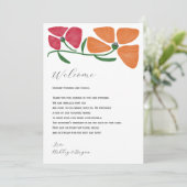 Farbenfrohe Hochzeit Begrüßungsbrief und Abendprog Programm (Stehend Vorderseite)