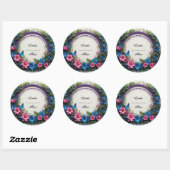 Farbenfrohe Hochzeit Blumenkranz mit Schmetterling Runder Aufkleber (Blatt)