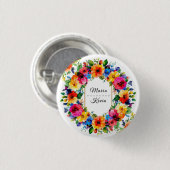 Farbenfrohe Hochzeit Blumenreath Button (Vorne & Hinten)