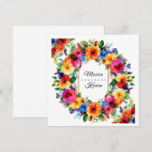 Farbenfrohe Hochzeit Blumenreath Einladung (Vorne/Hinten)