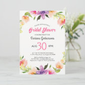 Farbenfrohe Hochzeit Blumenreath Einladung (Stehend Vorderseite)