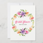 Farbenfrohe Hochzeit Blumenreath Einladung (Rückseite)