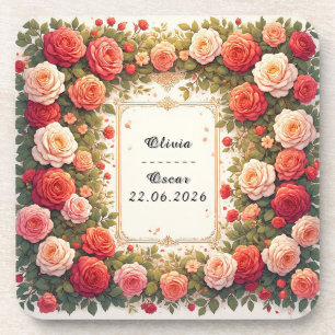Farbenfrohe Hochzeit Blumenreath Getränkeuntersetzer