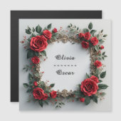 Farbenfrohe Hochzeit Blumenreath Magneteinladung (Vorne/Hinten)