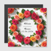 Farbenfrohe Hochzeit Blumenreath Magneteinladung (Vorne/Hinten)