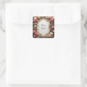 Farbenfrohe Hochzeit Blumenreath Quadratischer Aufkleber (Tasche)