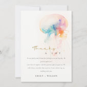 Farbenfrohe Hochzeit der Quallenvögel Dankeskarte (Vorderseite)