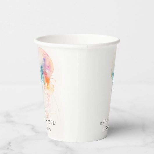 Farbenfrohe Hochzeit der Quallenvögel Pappbecher (Rechts)