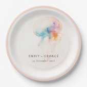 Farbenfrohe Hochzeit der Quallenvögel Pappteller (Vorderseite)