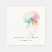 Farbenfrohe Hochzeit der Quallenvögel Serviette (Vorderseite)