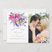Farbenfrohe Hochzeit der Wasserfarbenflora Save th Save The Date (Vorderseite)