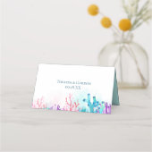 Farbenfrohe Hochzeit des Korallenriffs Platzkarte (Rückseite)