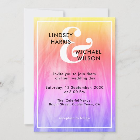 farbenfrohe Hochzeit Einladung (Vorderseite)