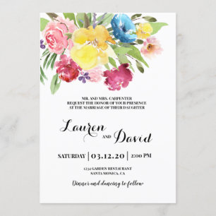 Farbenfrohe Hochzeit Einladung