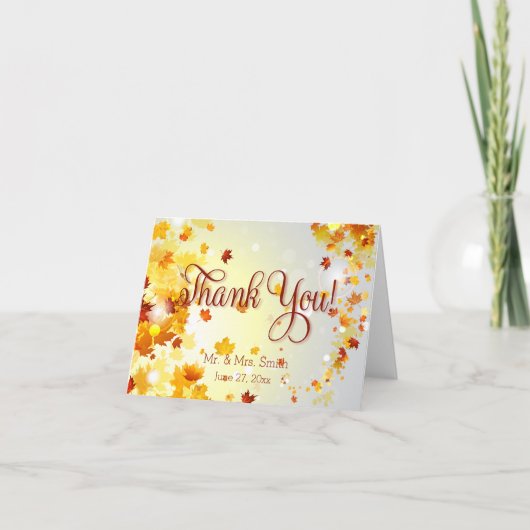 Farbenfrohe Hochzeit im Herbst danke Ihnen Karten (Vorderseite)