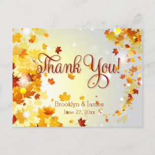 Farbenfrohe Hochzeit im Herbst Vielen Dank Postkar Postkarte