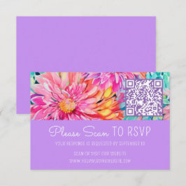 Farbenfrohe Hochzeit mit Flora QR-Code RSVP Karte
