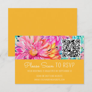 Farbenfrohe Hochzeit mit Flora QR-Code RSVP Karte
