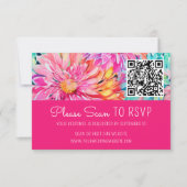 Farbenfrohe Hochzeit mit Flora QR-Code RSVP Karte (Vorderseite)
