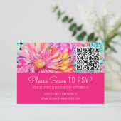 Farbenfrohe Hochzeit mit Flora QR-Code RSVP Karte (Stehend Vorderseite)