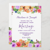 farbenfrohe Hochzeit mit floralem Wasser Einladung (Vorne/Hinten)