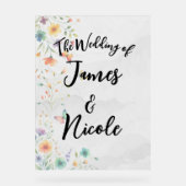 Farbenfrohe Hochzeit mit floralen Butterfly Acrylschild (Vorderseite)