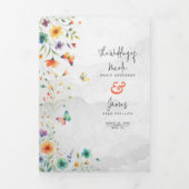 Farbenfrohe Hochzeit mit floralen Butterfly Dreifach Gefaltete Einladung (Cover)