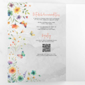 Farbenfrohe Hochzeit mit floralen Butterfly Dreifach Gefaltete Einladung (Innen Erste Seite)