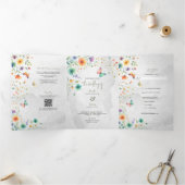 Farbenfrohe Hochzeit mit floralen Butterfly Dreifach Gefaltete Einladung (Innenseite)