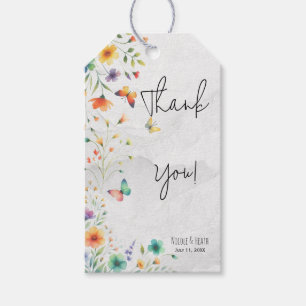 Farbenfrohe Hochzeit mit floralen Butterfly Geschenkanhänger