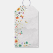 Farbenfrohe Hochzeit mit floralen Butterfly Geschenkanhänger (Rückseite)