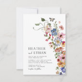 Farbenfrohe Hochzeit mit floralen Einflüssen Einladung (Vorderseite)