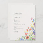 farbenfrohe Hochzeit mit floralen Wasserfarben Einladung (Vorne/Hinten)