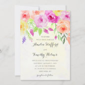 farbenfrohe Hochzeit mit floralen Wasserfarben Einladung (Vorderseite)