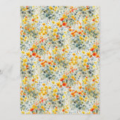 farbenfrohe Hochzeit mit floralen Wasserfarben Menükarte (Rückseite)