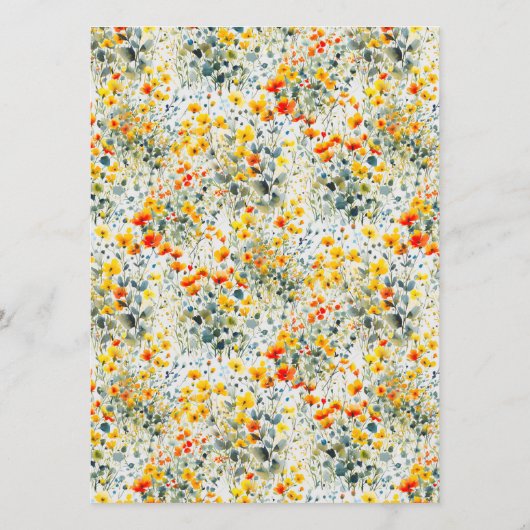 farbenfrohe Hochzeit mit floralen Wasserfarben Menükarte (Rückseite)