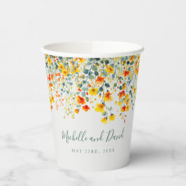 farbenfrohe Hochzeit mit floralen Wasserfarben Pappbecher