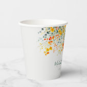 farbenfrohe Hochzeit mit floralen Wasserfarben Pappbecher (Vorderseite)