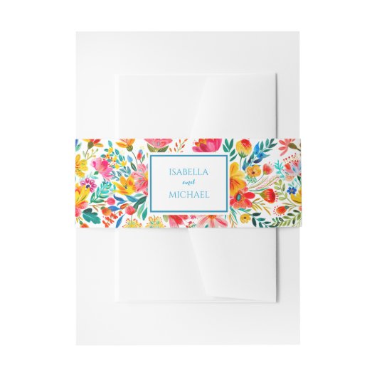Farbenfrohe Hochzeit mit floraler Wildblume Einladungsbanderole (Vorderseite Beispiel)