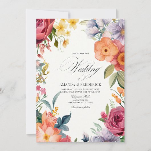 Farbenfrohe Hochzeit mit QR-Code Einladung (Vorderseite)