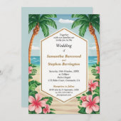 farbenfrohe Hochzeit mit tropischem Wasser Einladung (Vorne/Hinten)