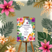 Farbenfrohe Hochzeit mit tropischer hawaiianischer Acrylschild